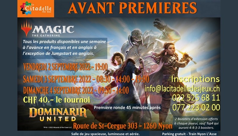 Dominaria United Early sales from 02.09.2022 on all sealed products in French and in English one week before the release date